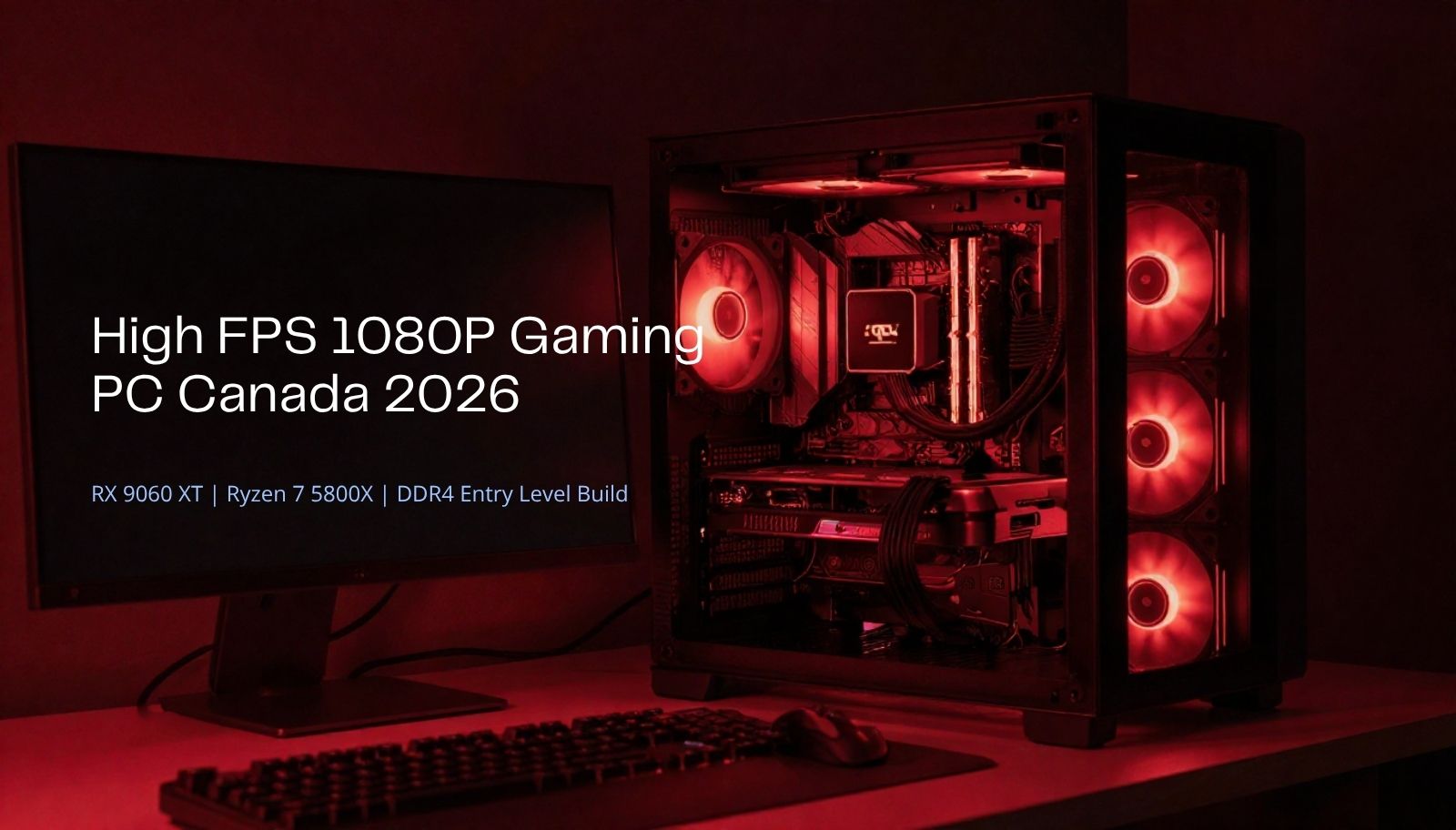 High FPS 1080P Gaming PC Canada 2026 | RX 9060 XT Ryzen 7 5800X DDR4 Entry Level Gaming PC Build
