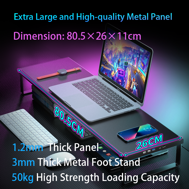 Premium Extral Large Metal Monitor Stand-Multifunctional Desktop Organizer