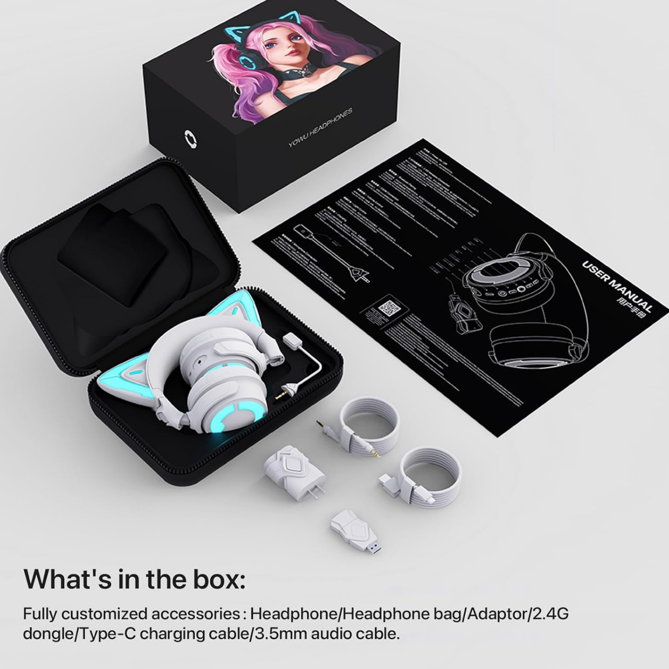 YOWU RGB Cat Ear Headphones 4GS