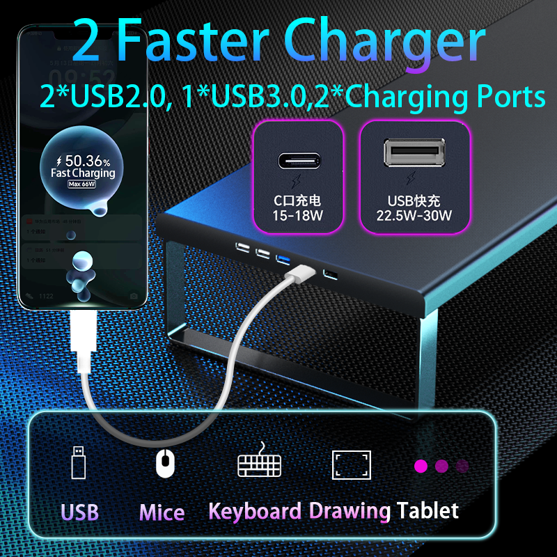Premium Extral Large Metal Monitor Stand-Multifunctional Desktop Organizer