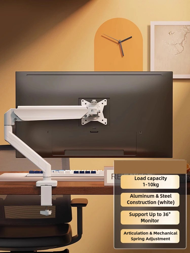 Monitor Arm Desk Mount, Gas Spring Monitors Arm for 17-38 inch Screens, Adjustable Computer Monitors Stand up to 22 lbs, 75 & 100mmVesa Mount with Clamp and Grommet Base